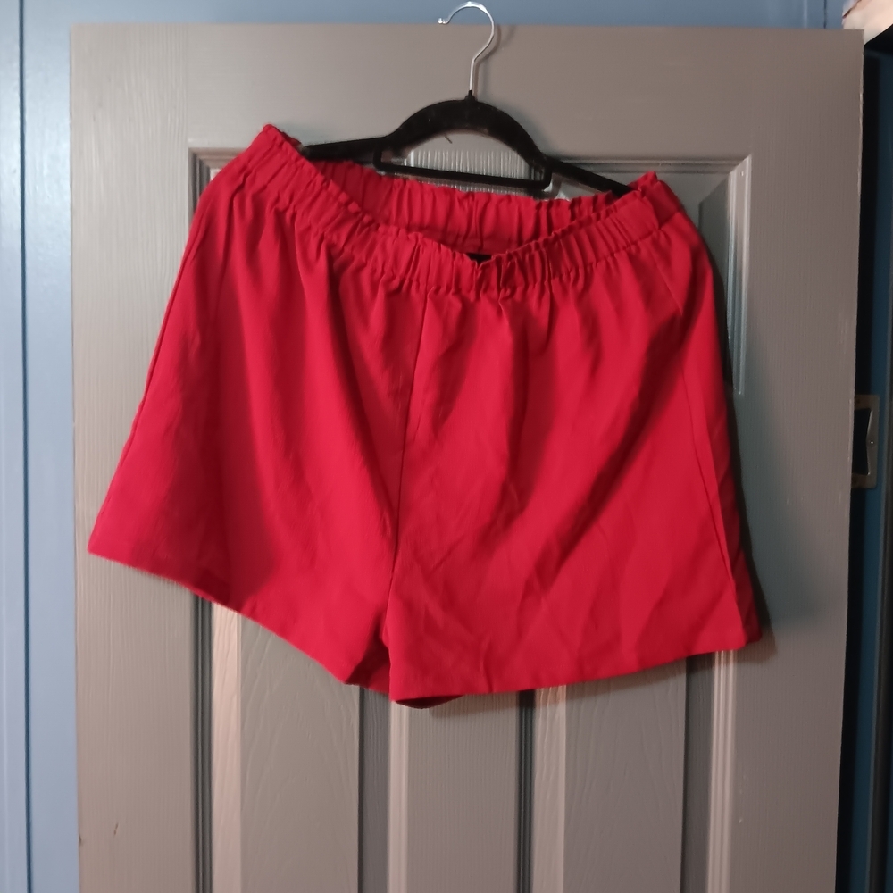 Women's Elastic Waist Red Shorts